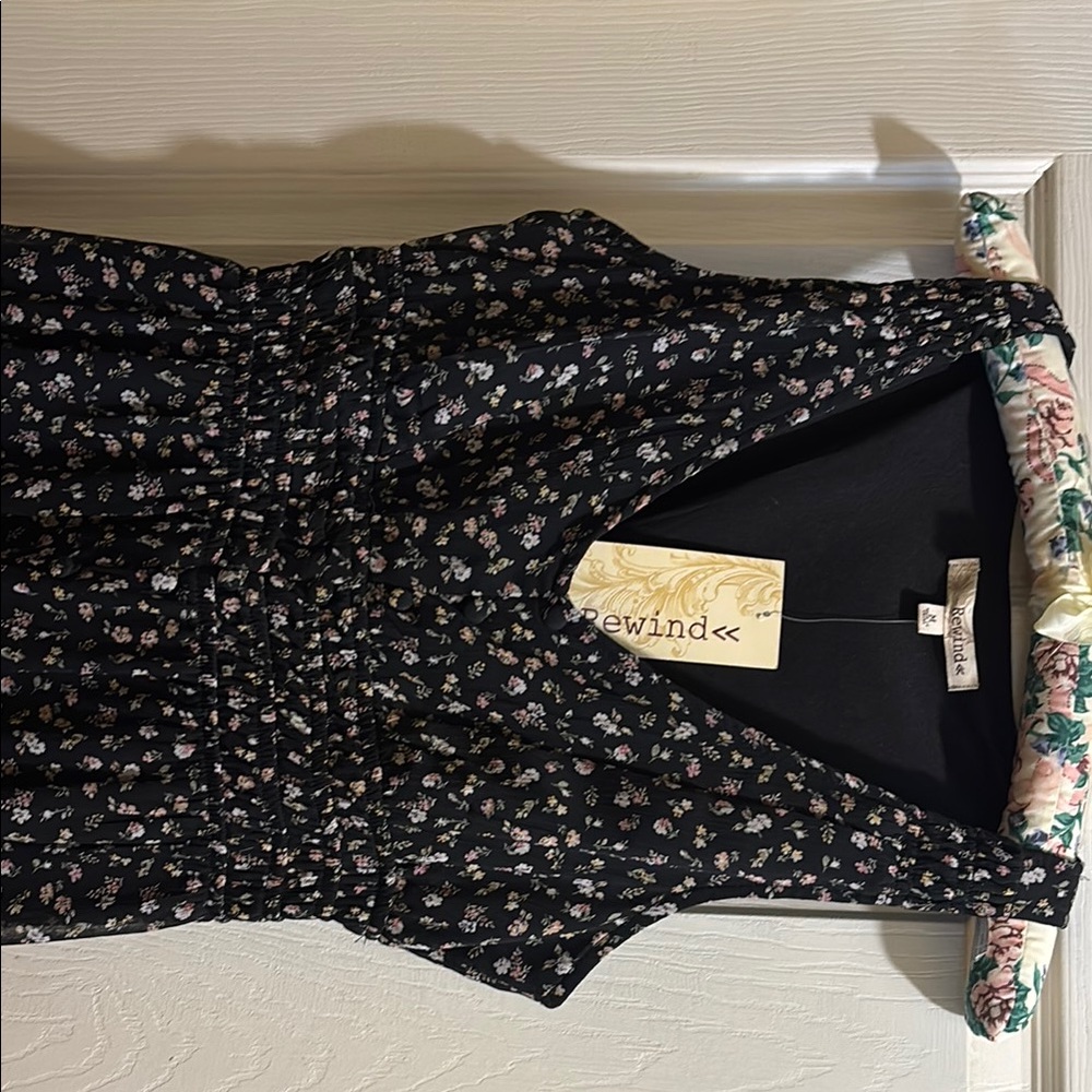 Rewind Black Dress with Floral Pattern